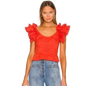 Ulla Johnson orange ruffle sleeve Milla Top size 6
